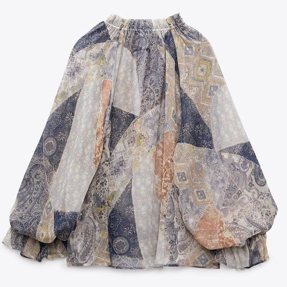 ZARA RUCHED PRINTED SHIRT - Picture 3 of 7